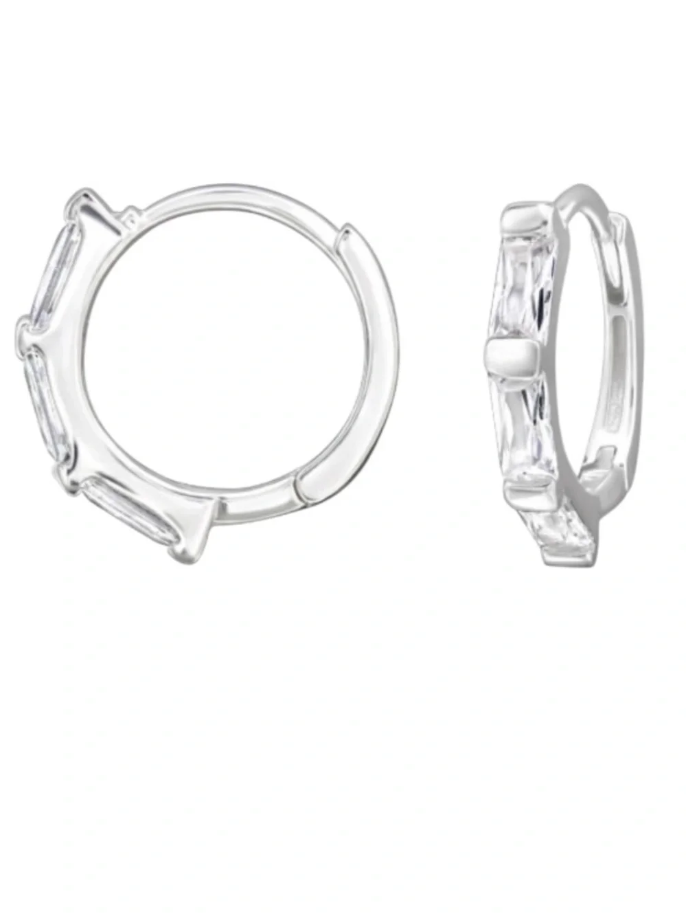 Sterling Silver Texture Geometric Huggie Hoops